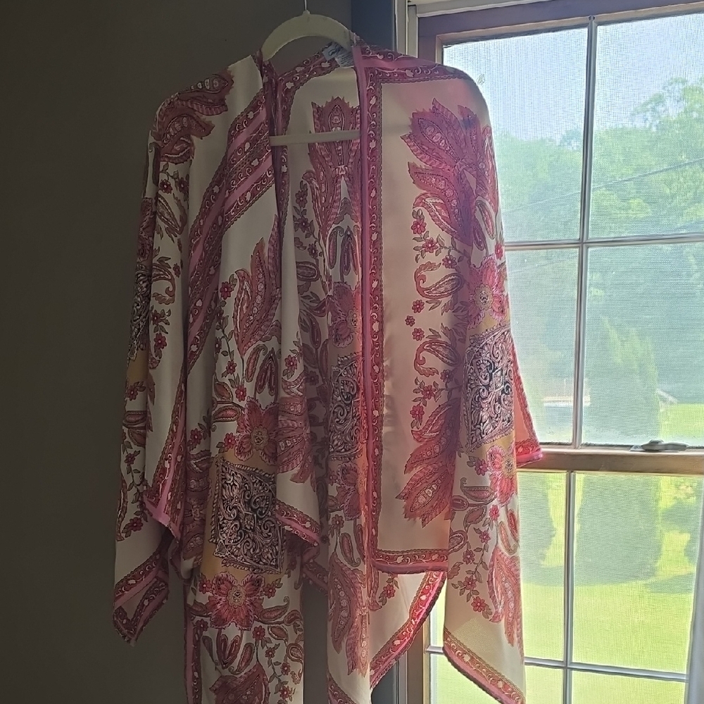 Magnolia Pink and White Paisley Scarf